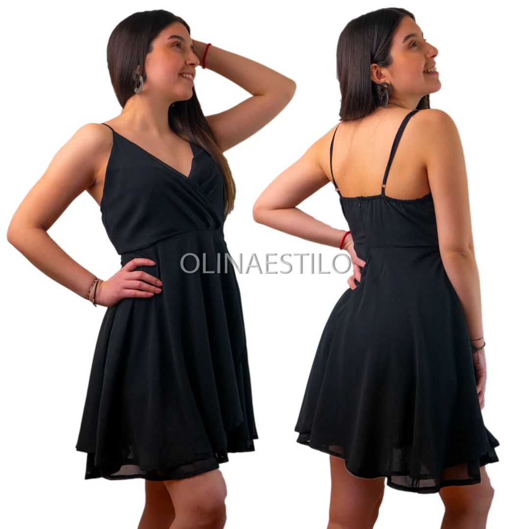 Vestido Corto Negro (l8513-Ne)